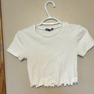 White Ribbed Crop Top